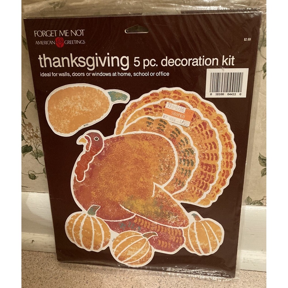 Lot Of 3 Vintage American Greetings 5 Piece Die Cut Thanksgiving Decorations